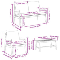Set bistrot 4 pcs Marrone e Crema Legno di Acacia Massello 3328605