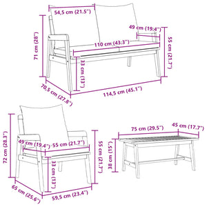 Set bistrot 4 pcs Marrone e Crema Legno di Acacia Massello 3328605