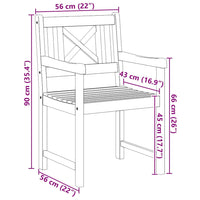 Sedie da giardino  4 pezzi 56x55.5x90 cm in legno massello di acacia 3324846