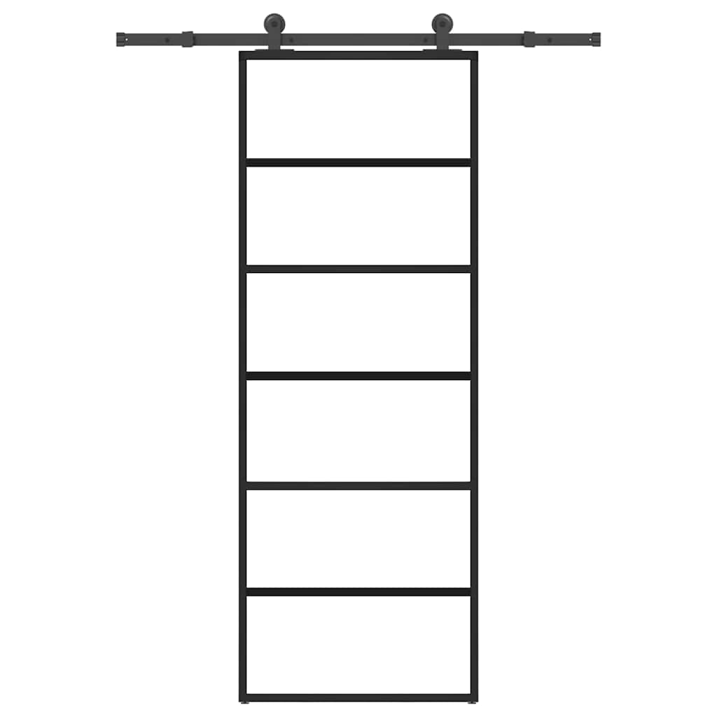 Porta Scorrevole con Ferramenta 76x205cm Vetro ESG Alluminio