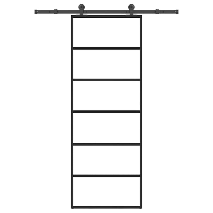 Porta Scorrevole con Ferramenta 76x205cm Vetro ESG Alluminio