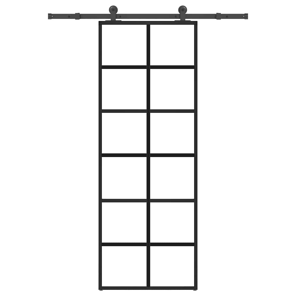 Porta Scorrevole con Ferramenta 76x205cm Vetro ESG Alluminio