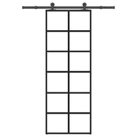 Porta Scorrevole con Ferramenta 76x205cm Vetro ESG Alluminio