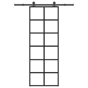 Porta Scorrevole con Ferramenta 76x205cm Vetro ESG Alluminio