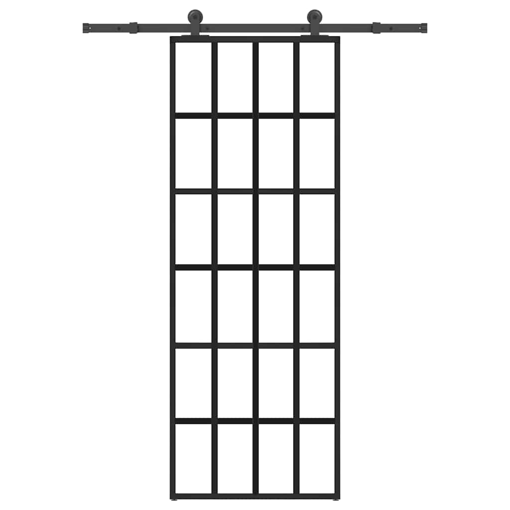 Porta Scorrevole con Ferramenta 76x205cm Vetro ESG Alluminio