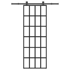 Porta Scorrevole con Ferramenta 76x205cm Vetro ESG Alluminio