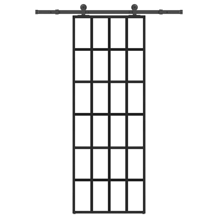 Porta Scorrevole con Ferramenta 76x205cm Vetro ESG Alluminio