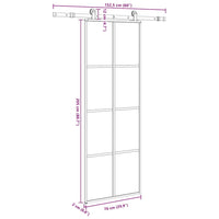 Porta Scorrevole con Ferramenta 76x205cm Vetro ESG Alluminio 3332885