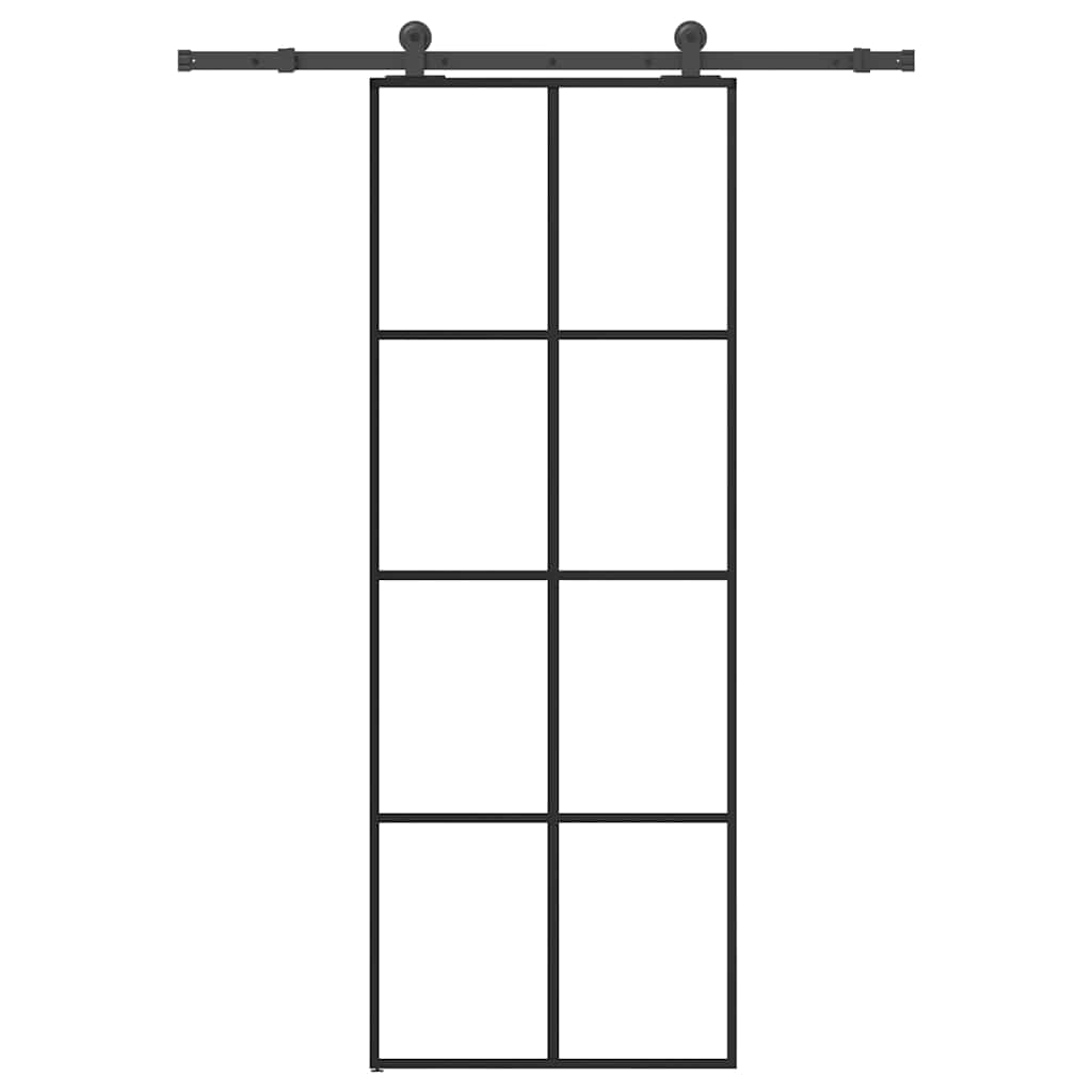 Porta Scorrevole con Ferramenta 76x205cm Vetro ESG Alluminio