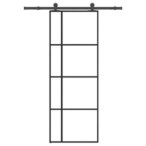 Porta Scorrevole con Ferramenta 76x205cm Vetro ESG Alluminio