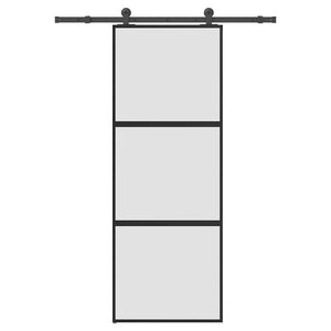 Porta Scorrevole Ferramenta 76x205 cm Vetro Temperato Alluminio