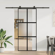 vidaXL Porta Scorrevole Ferramenta 90x205 cm Vetro Temperato Alluminio