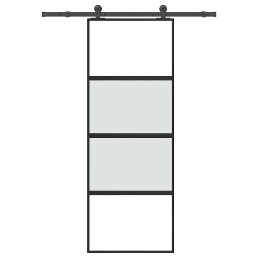 Porta Scorrevole Ferramenta 76x205 cm Vetro Temperato Alluminio