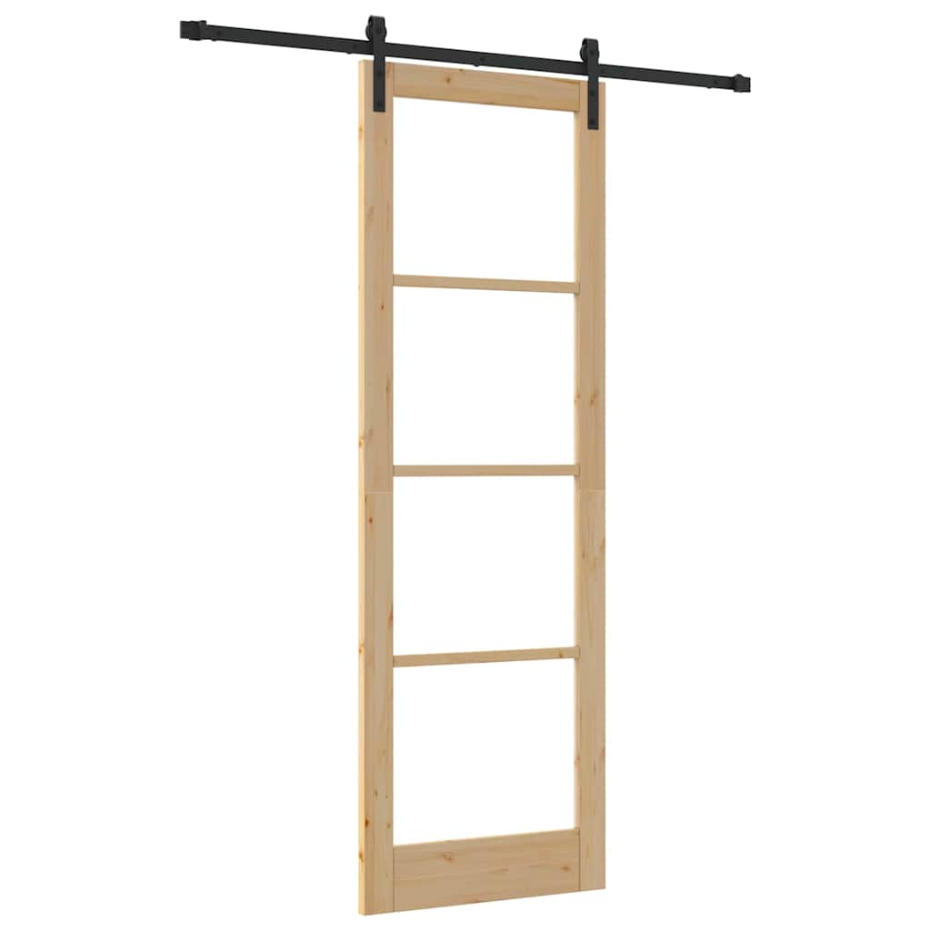 Porta Scorrevole ORKDAL Set di 2 Naturale e nero Legno, Metallo 3331827