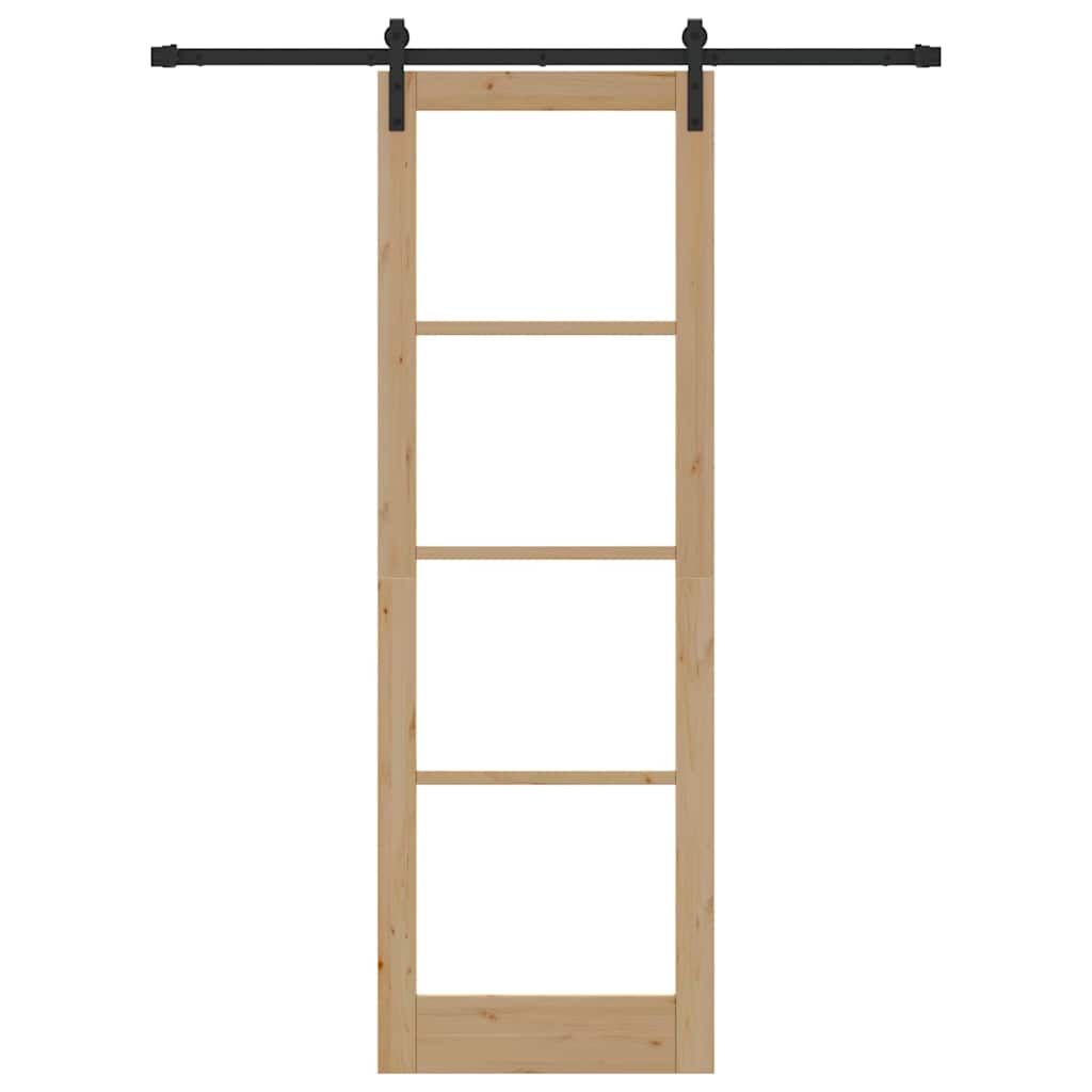 Porta Scorrevole ORKDAL Set di 2 Naturale e nero Legno, Metallo 3331827