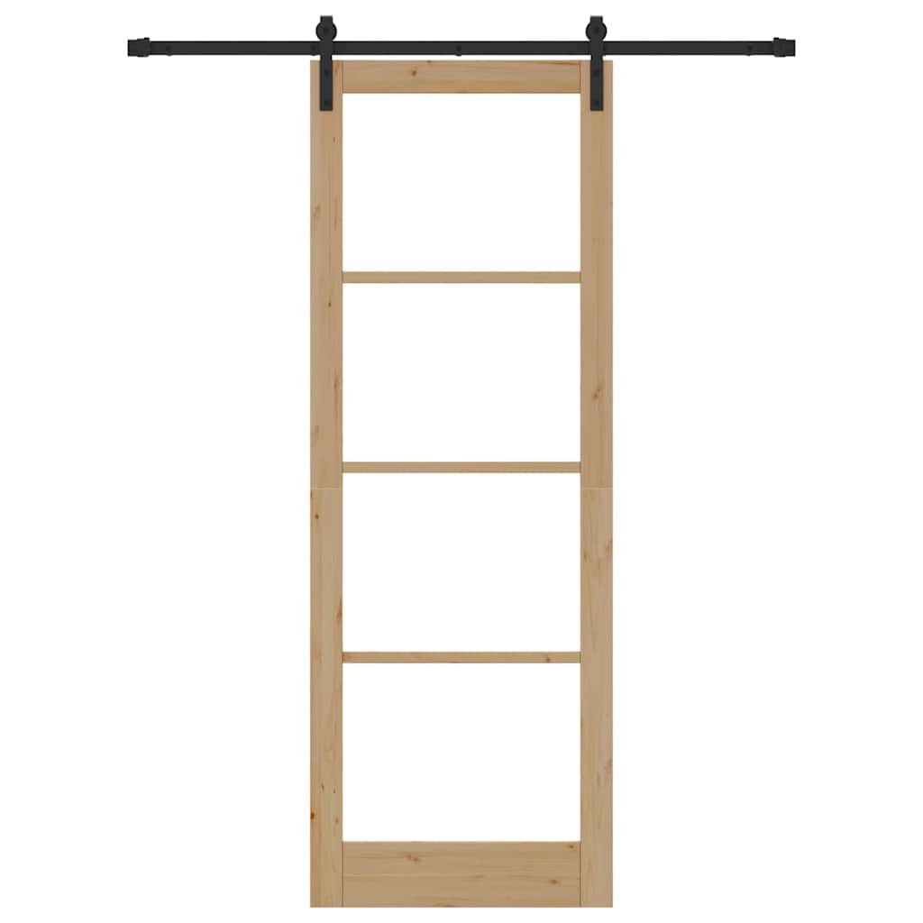 Porta Scorrevole con Set Hardware 'ORKDAL'Legno Massiccio e Vetro 3331833