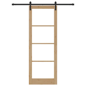 Porta Scorrevole con Set Hardware 'ORKDAL'Legno Massiccio e Vetro 3331833