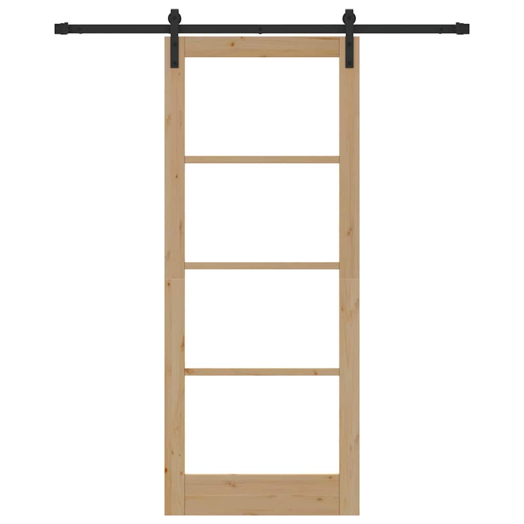 Porta Scorrevole con Set di Ferramenta 'ORKDAL'Legno Massello e Vetro 3331837