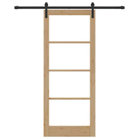 Porta Scorrevole con Set di Ferramenta 'ORKDAL'Legno Massello e Vetro 3331837