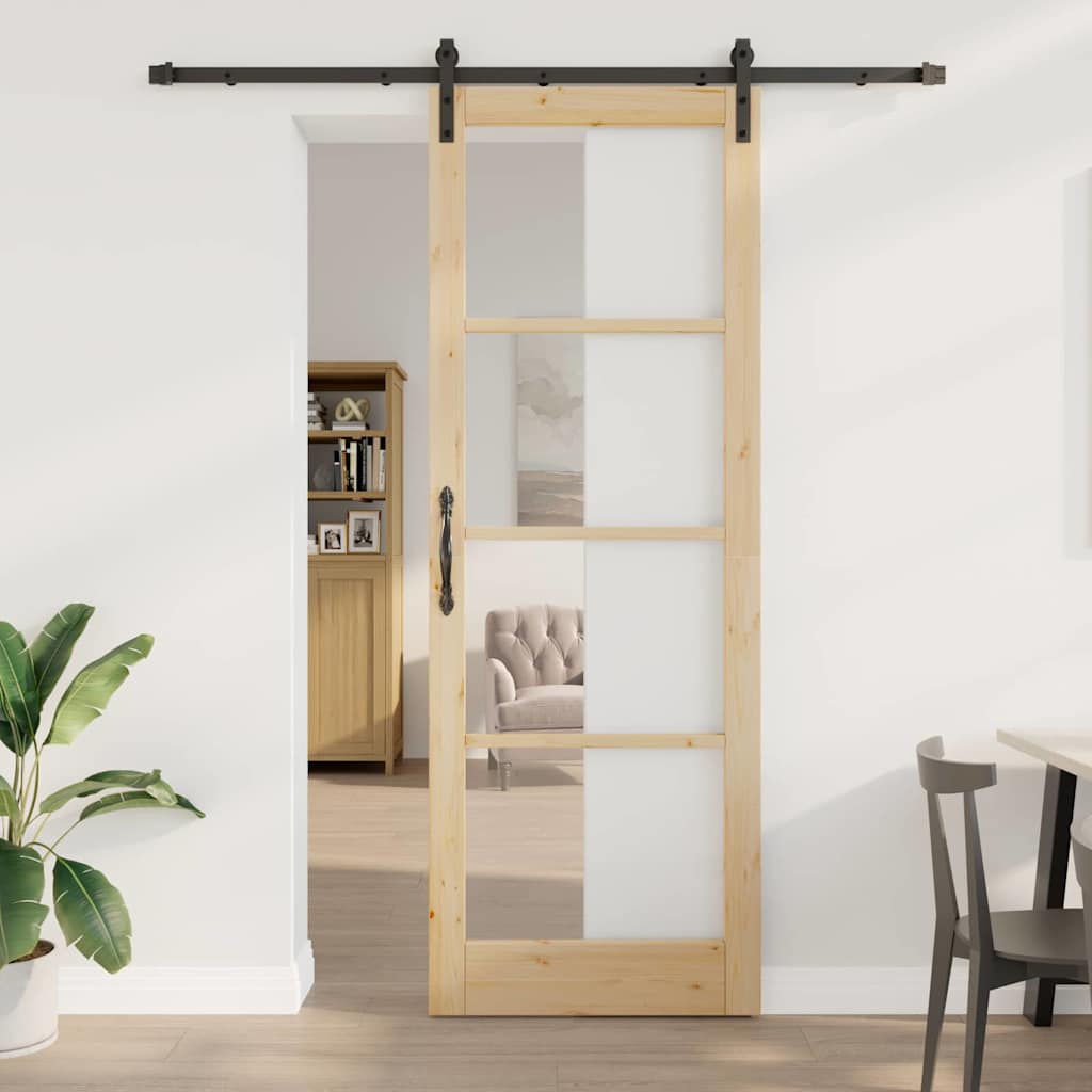 Porta scorrevole Marrone 83 x 232 cm Legno massello di pino 3331861