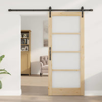 Porta scorrevole Marrone 86 x 198.5 cm Legno massello di pino 3331863