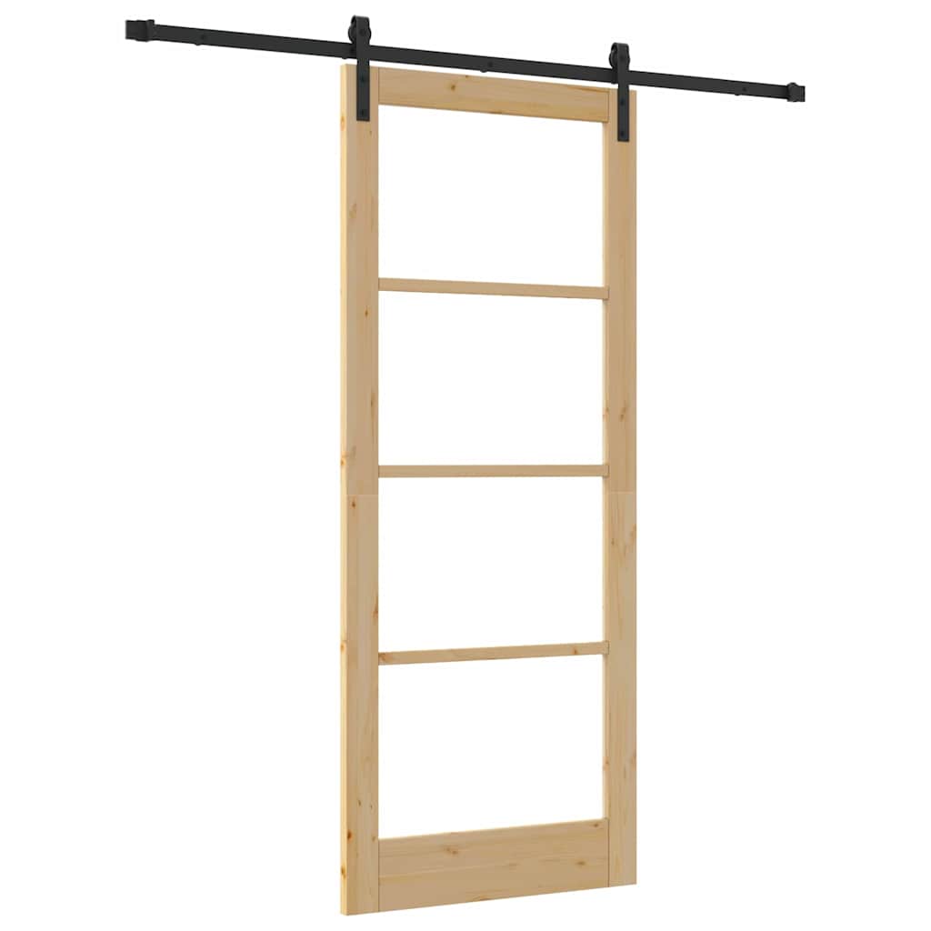 Porta scorrevole Marrone 86 x 211 cm Legno massello di pino 3331865