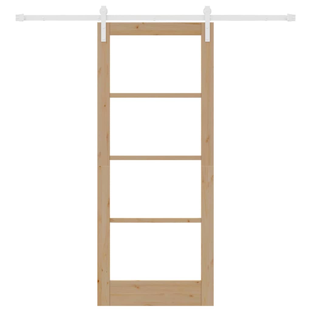 Porta Scorrevole con Set di Hardware 'ORKDAL'Legno Massello e Vetro 3331913
