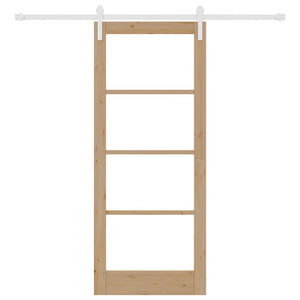 Porta Scorrevole con Set di Hardware 'ORKDAL'Legno Massello e Vetro 3331913