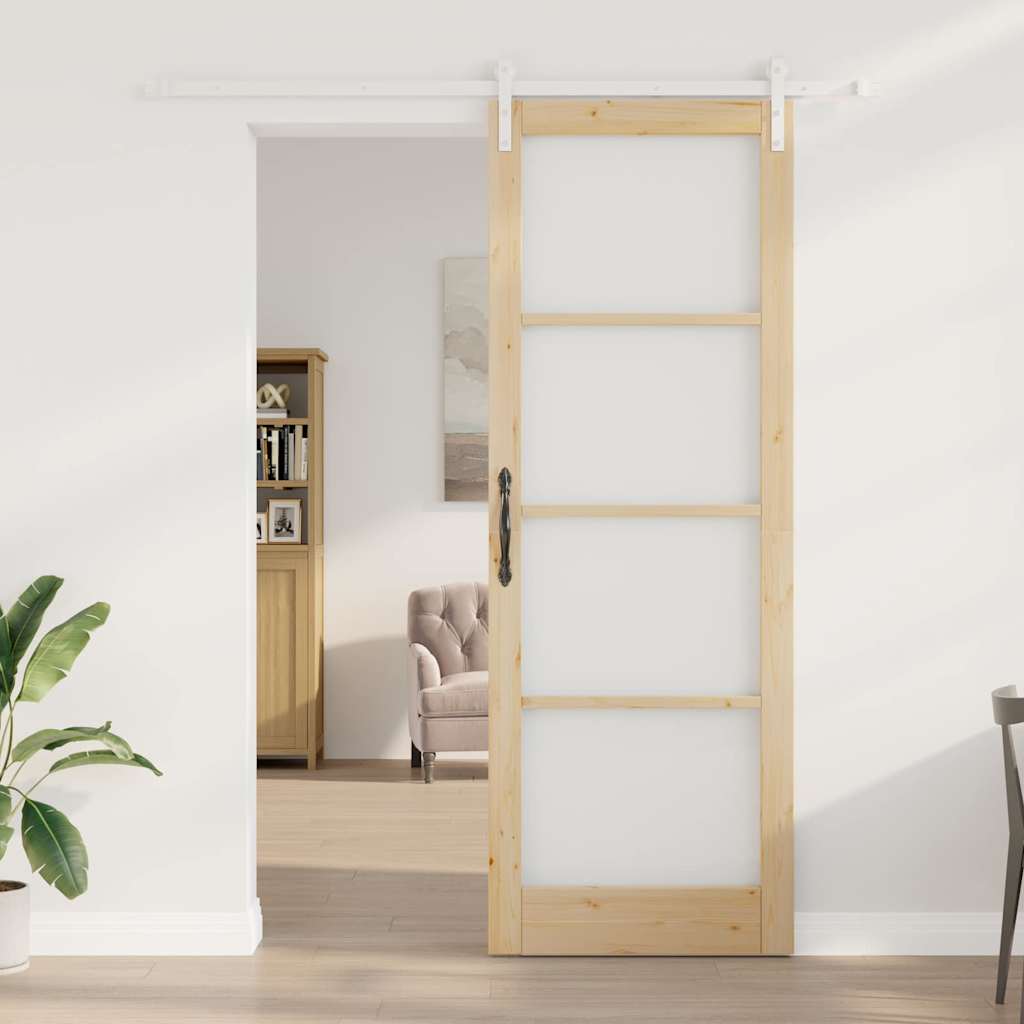 Porta Scorrevole con Set di Accessori 'ORKDAL'Legno Massello & Vetro 3331917