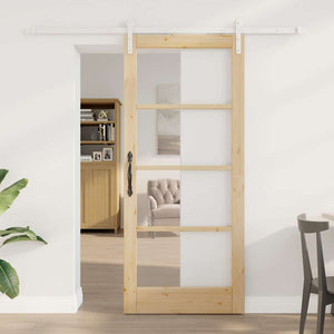 Porta Scorrevole  con Set di Ferramenta 'ORKDAL'Legno Solido e Vetro 3331919