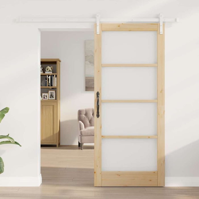 Porta Scorrevole  con Set di Ferramenta 'ORKDAL'Legno Solido e Vetro 3331919