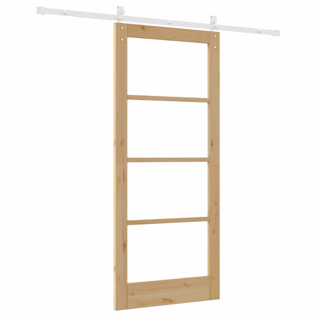 Porta Scorrevole  con Set di Ferramenta 'ORKDAL'Legno Solido e Vetro 3331919