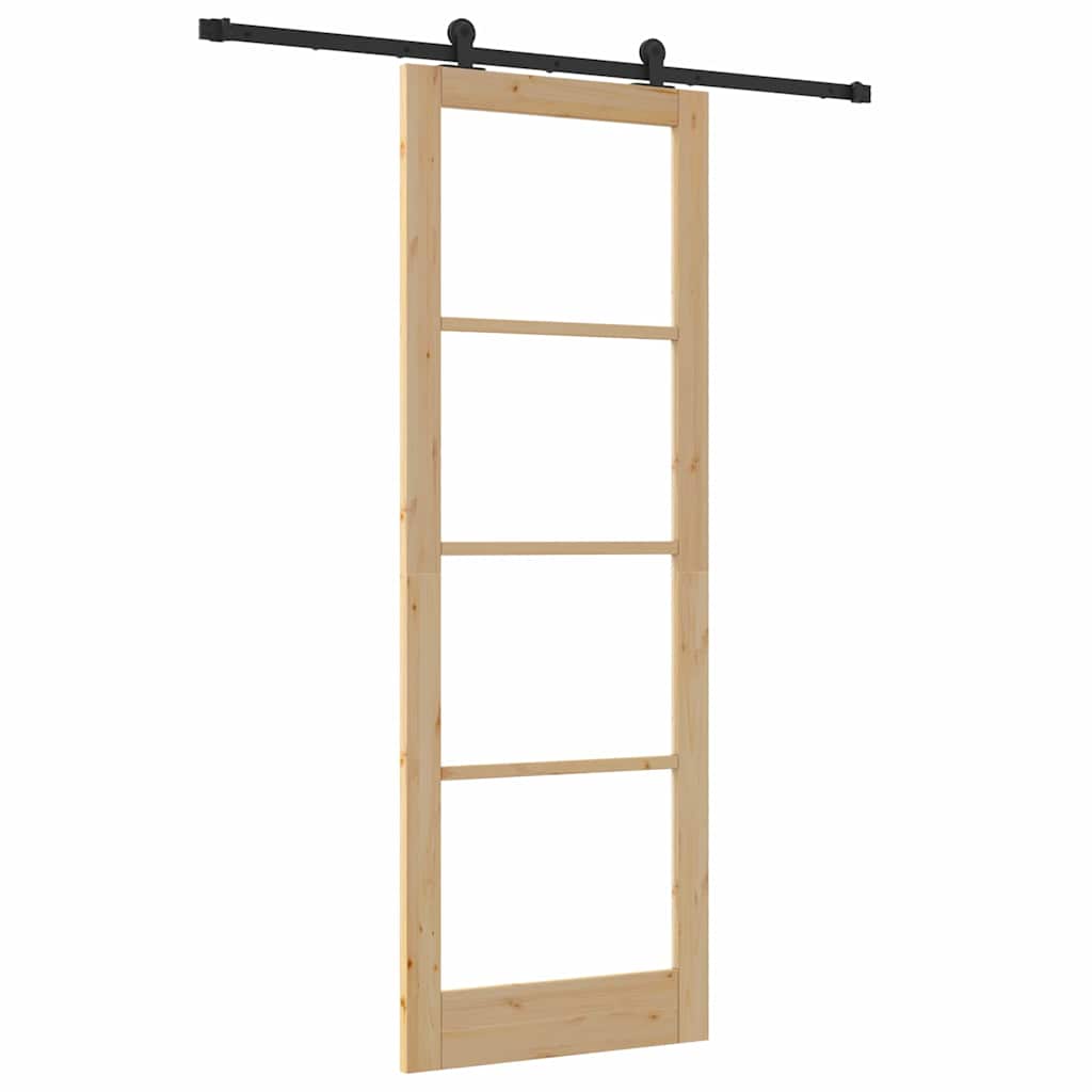 Porta Scorrevole  con Set di Ferramenta 'ORKDAL'in Legno Massello & Vetro 3332001