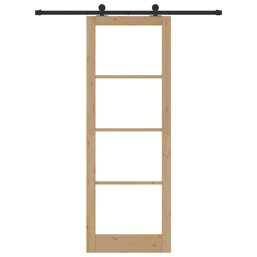 Porta Scorrevole  con Set di Ferramenta 'ORKDAL'in Legno Massello & Vetro 3332001