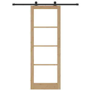 Porta Scorrevole  con Set di Ferramenta 'ORKDAL'in Legno Massello & Vetro 3332001