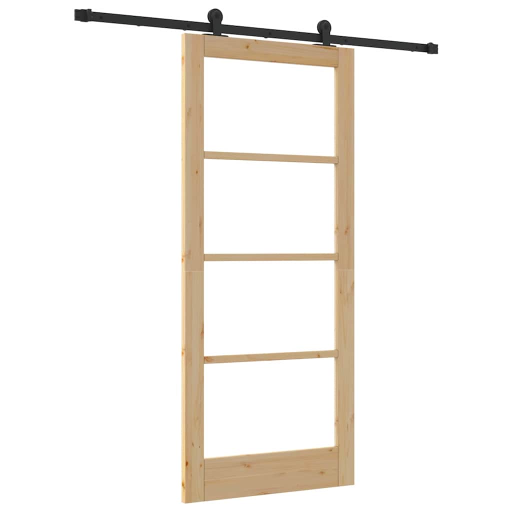 Porta Scorrevole  con Set di Ferramenta 'ORKDAL'Legno Massello e Vetro 3332003