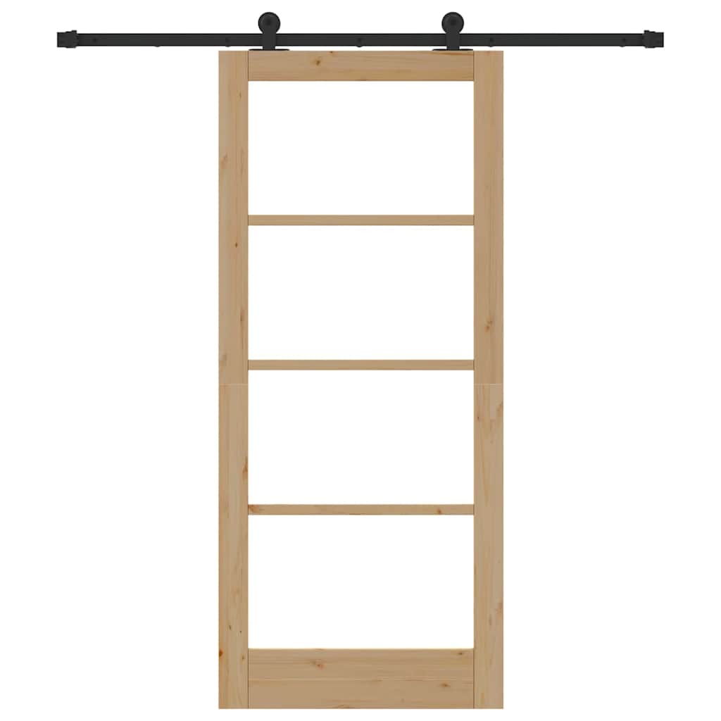 Porta Scorrevole  con Set di Ferramenta 'ORKDAL'Legno Massello e Vetro 3332003