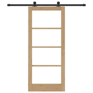 Porta Scorrevole  con Set di Ferramenta 'ORKDAL'Legno Massello e Vetro 3332003