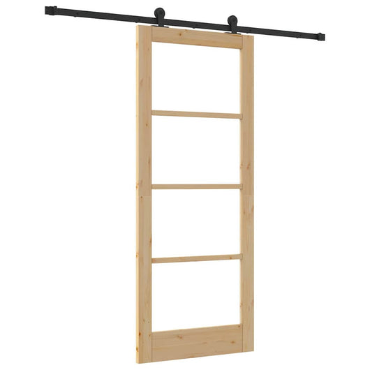 Porta Scorrevole  con Set di Accessori 'ORKDAL'Legno Solido e Vetro 3332025