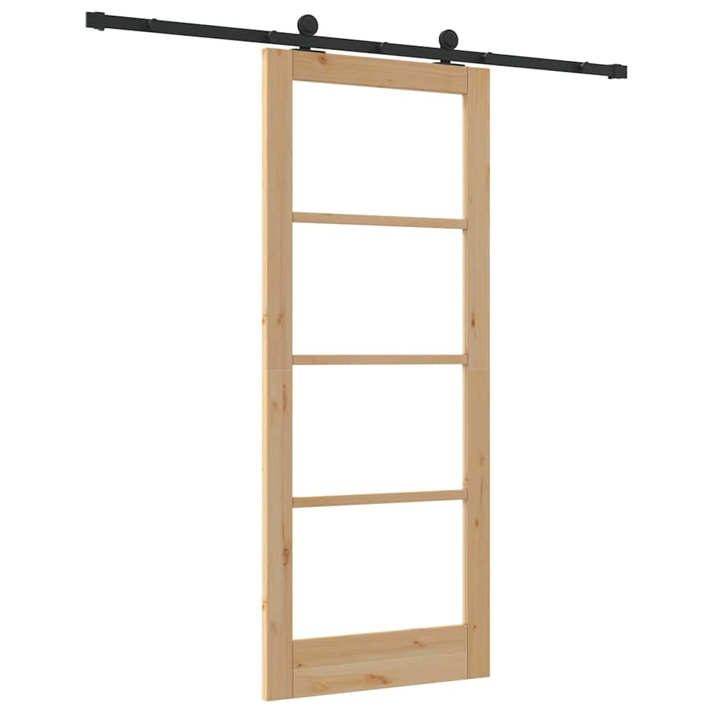 Porta Scorrevole  con Set di Accessori 'ORKDAL'Legno Solido e Vetro 3332025
