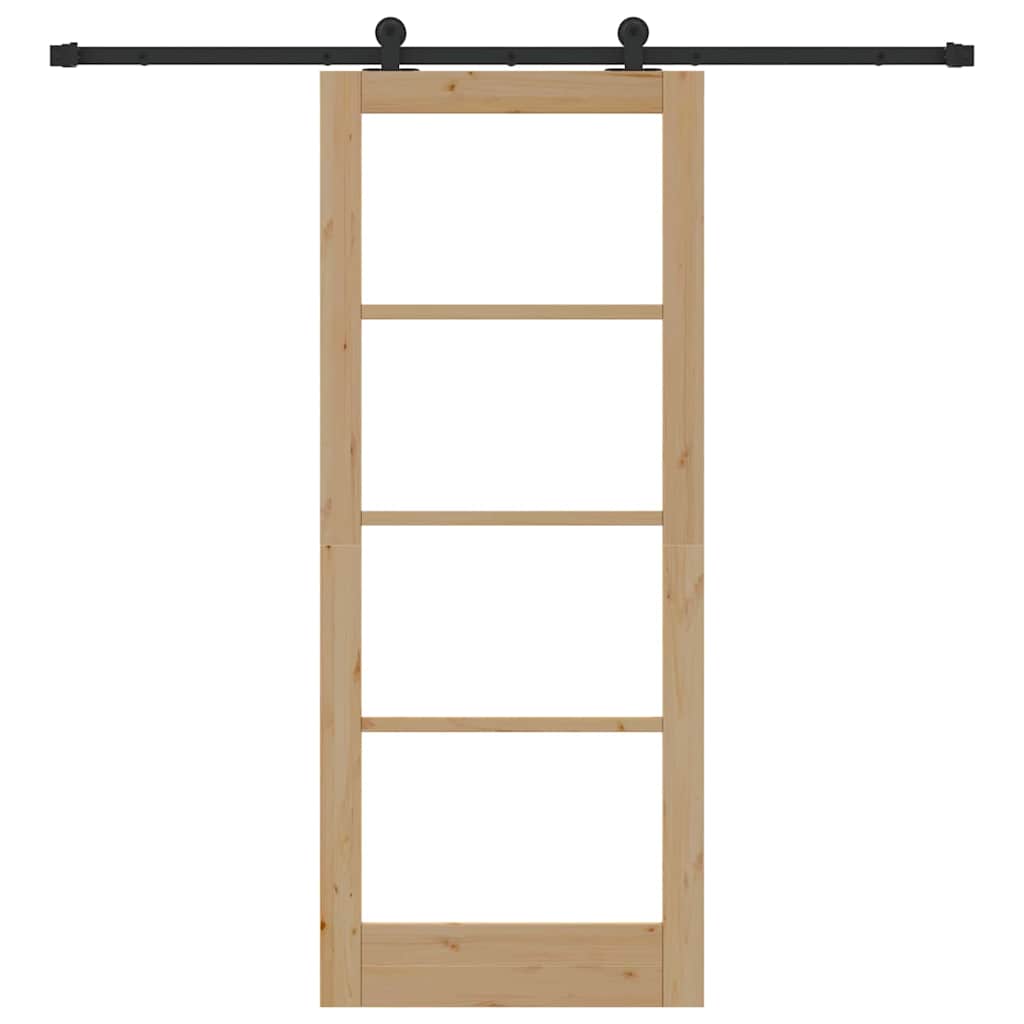 Porta Scorrevole  con Set di Accessori 'ORKDAL'Legno Solido e Vetro 3332025