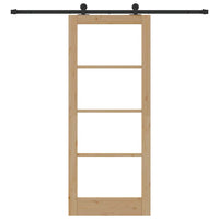 Porta Scorrevole  con Set di Accessori 'ORKDAL'Legno Solido e Vetro 3332025