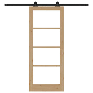 Porta Scorrevole  con Set di Accessori 'ORKDAL'Legno Solido e Vetro 3332025