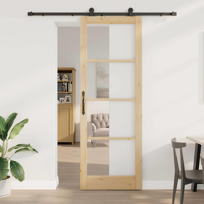 Porta scorrevole  con set di hardware 'ORKDAL'in legno massello e vetro 3332029