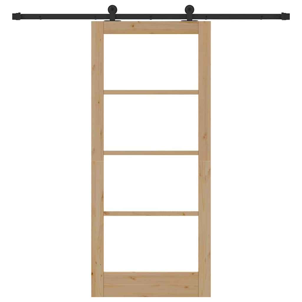 Porta Scorrevole con Kit Ferramenta 'ORKDAL'in Legno Solido e Vetro 3332031