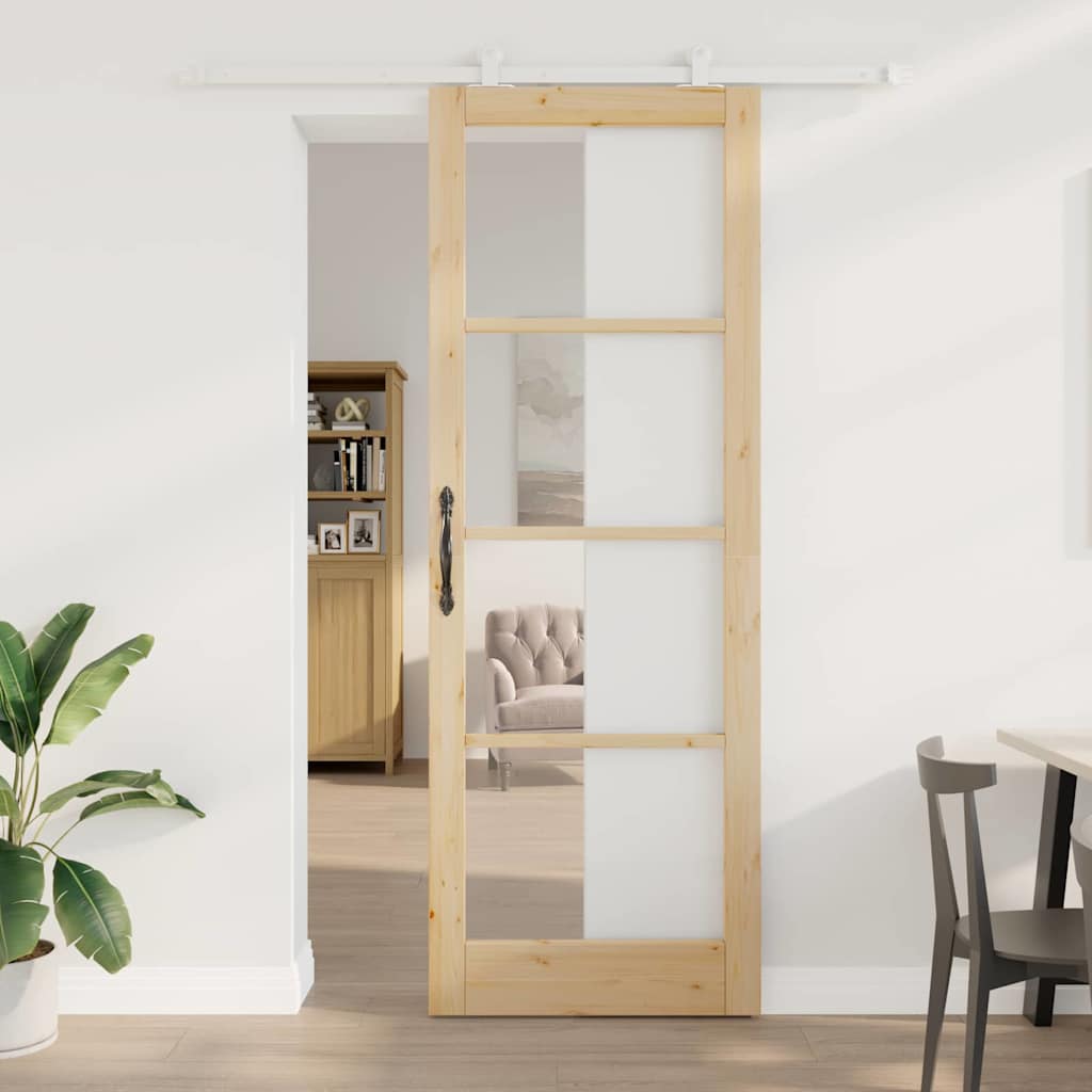Porta Scorrevole Manuale Marrone 83 x 232 cm Legno e metallo 3332057