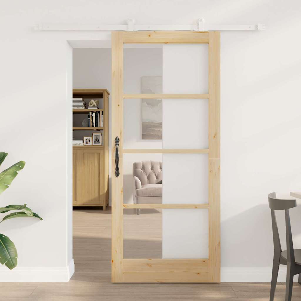 Porta Scorrevole Manuale Marrone 86 x 198.5 cm Legno e metallo 3332059