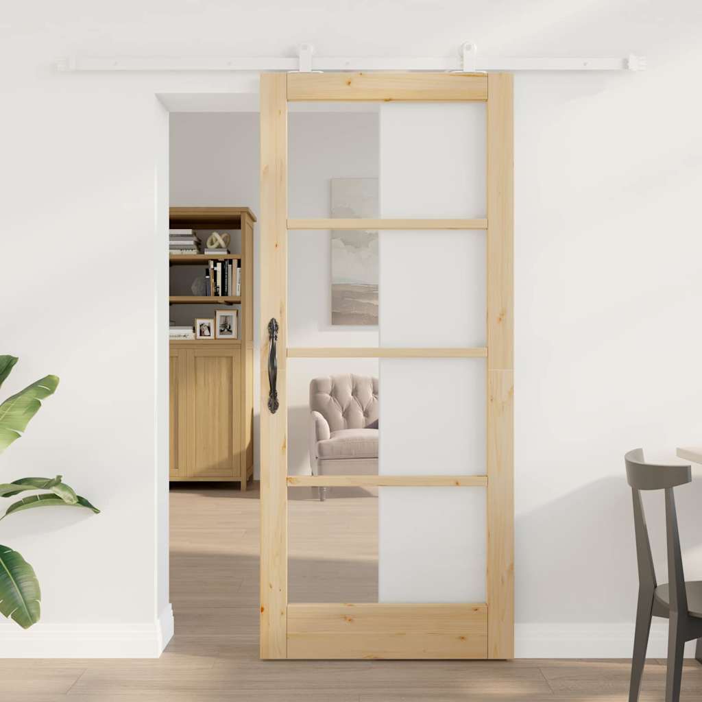 Porta Scorrevole Manuale Marrone 86 x 198.5 cm Legno e metallo 3332087
