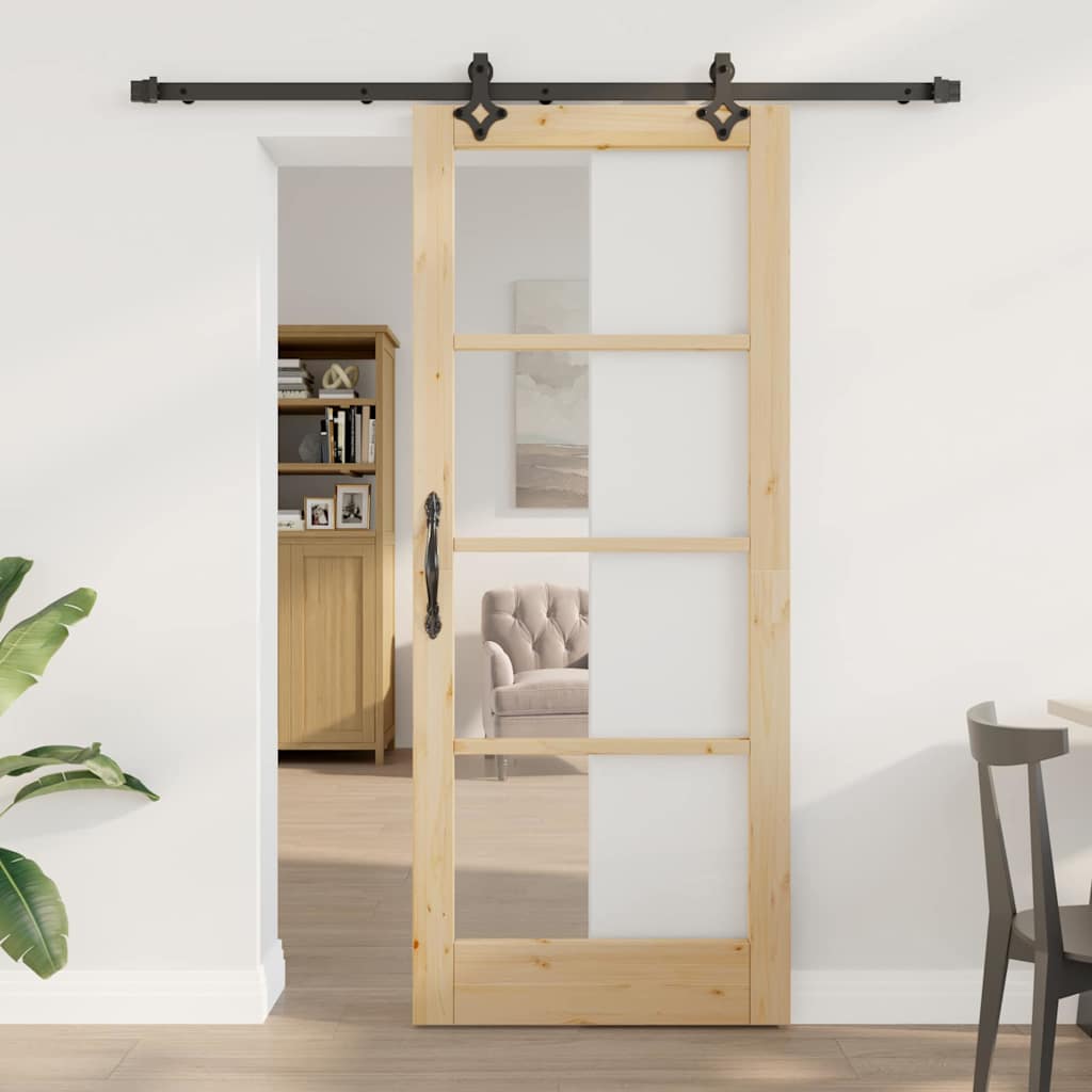 Porta scorrevole  con set di accessori "ORKDAL" Legno massello e vetro 3332165