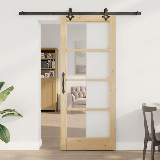 Porta scorrevole  con set di accessori "ORKDAL" Legno massello e vetro 3332165